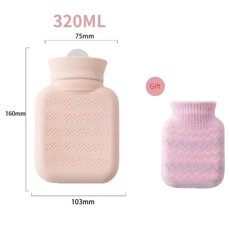 Bouteille d'eau chaude de 320 ml, mini chauffe-mains mignon d'hiver, bouteille d'eau chaude en peluc