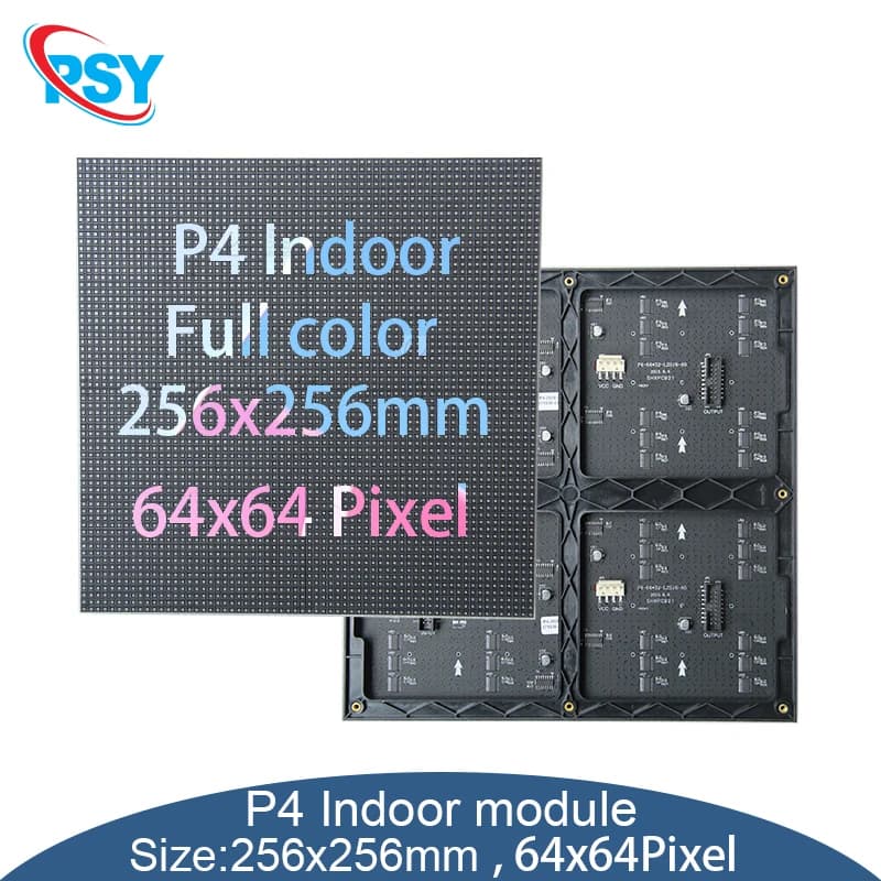 Module LED d'intérieur P4, 256x256mm, haute résolution 64x64 pixels, panneau matriciel d'affichage S
