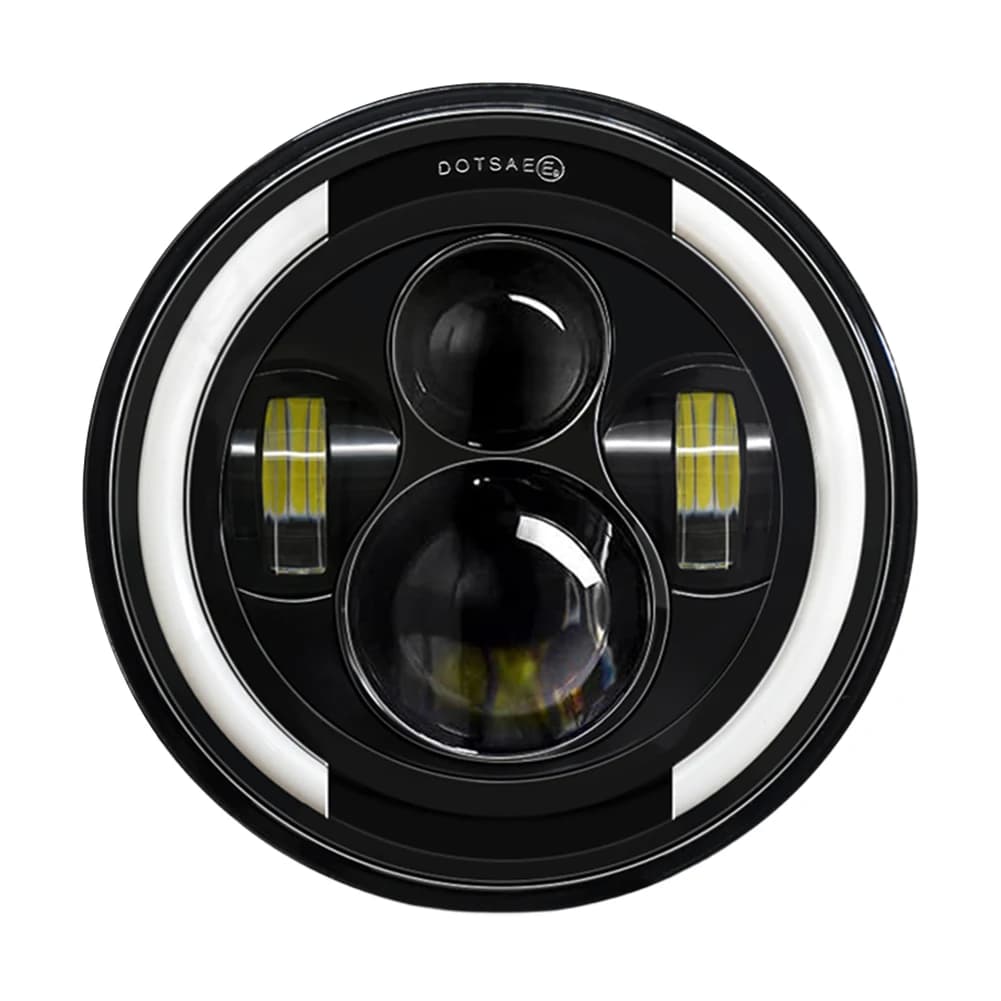 Phare LED 7 pouces 100W 10000LM H4 avec anneau halo, feux de jour (DRL) et feux de croisement/route,