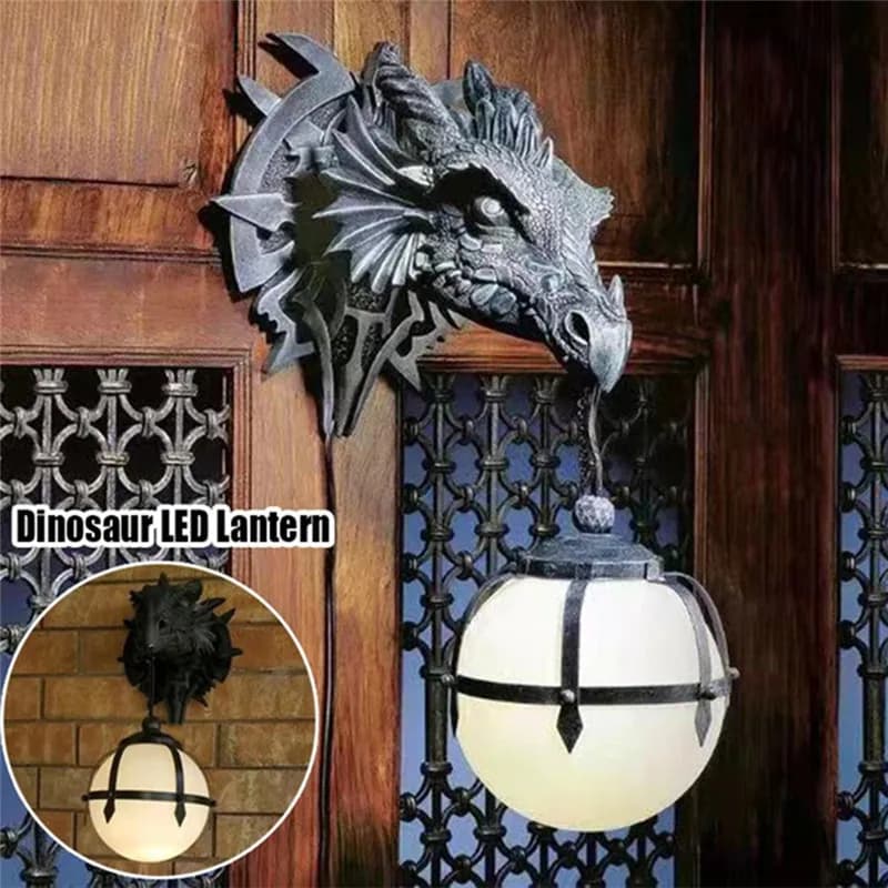Lanterne LED suspendue en forme de tête de Dragon, en résine, Style industriel, décoration murale po