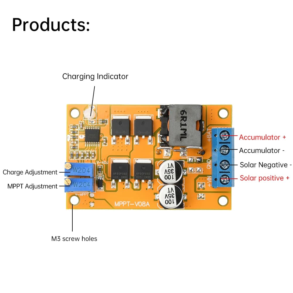 Panneau de Charge solaire MPPT 5A, régulateur de panneau solaire, contrôleur 1-100W 8-28V, Module de