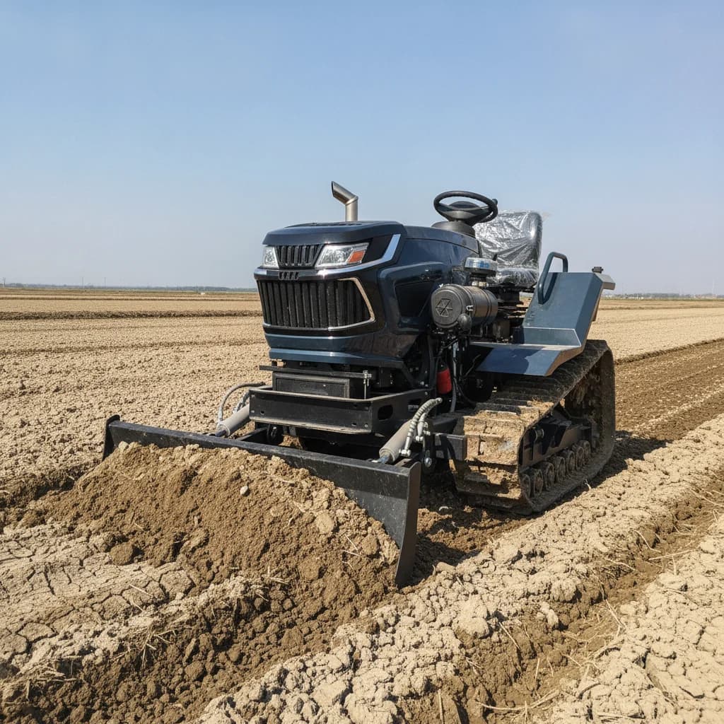Tracteur agricole à chenilles 50 CV à succès commercial, avec chenilles en caoutchouc, accessoires p