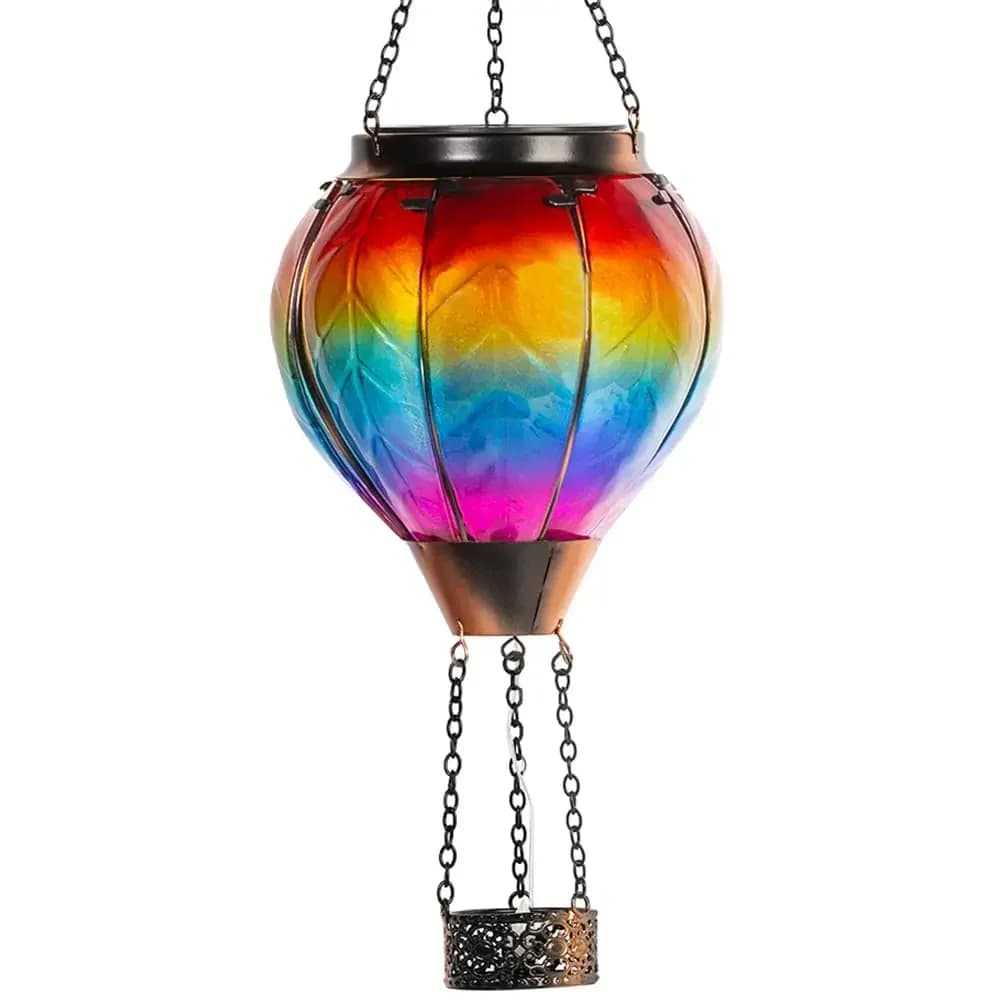 Lampe de jardin solaire Vintage LED effet de flamme ballon à Air chaud décor extérieur métal verre s