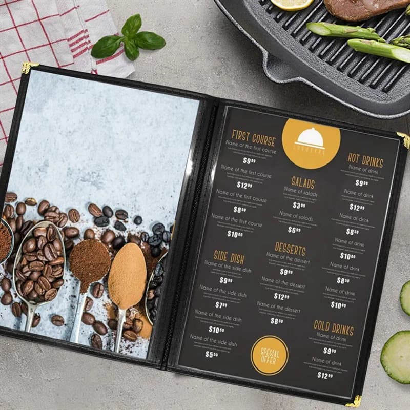 Couvertures transparentes pour menu de Restaurant, A36T-10Pcs, pour format A4, Style livre, café, Ba