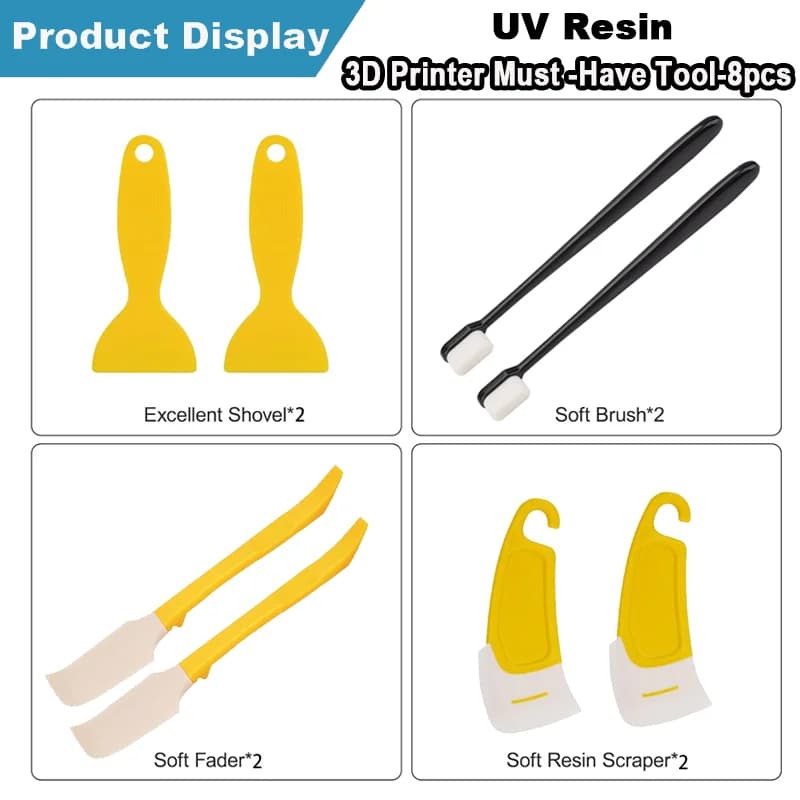 8 outils indispensables pour imprimante 3D à résine UV, grattoirs, spatules en silicone, brosses pou