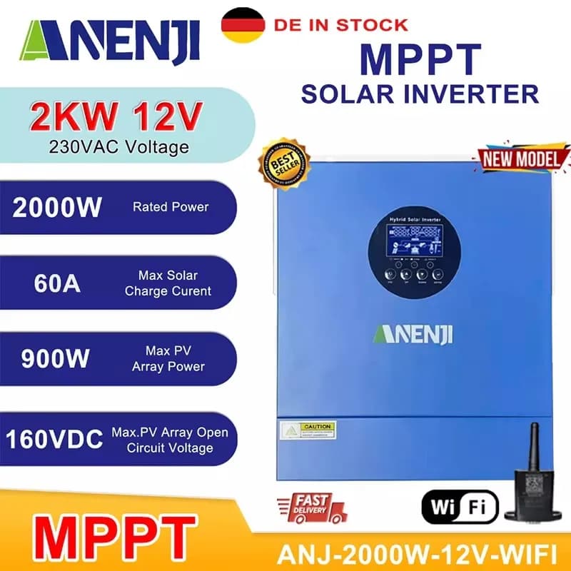 Onduleur solaire hybride 6kw 2kw 48V 12V MPPT, onde sinusoïdale Pure 230V photovoltaïque, contrôleur