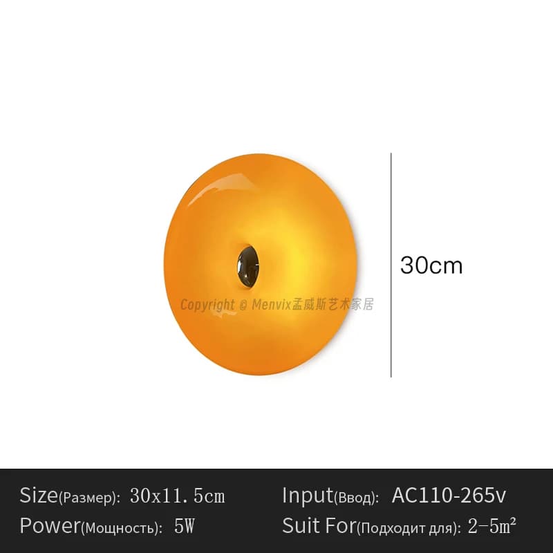 Applique murale en verre Donut Orange prise américaine pour salon chevet Table d'étude bureau LED am