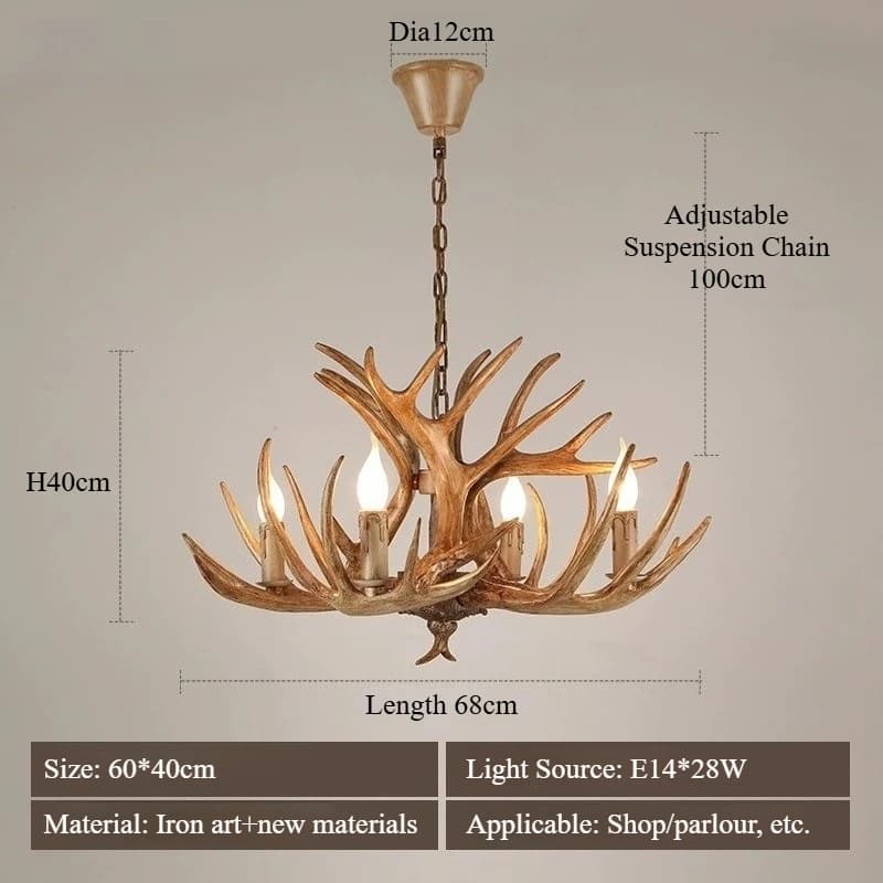 Lampe suspendue de style industriel rétro américain, luminaire nordique en forme de corne de cerf po