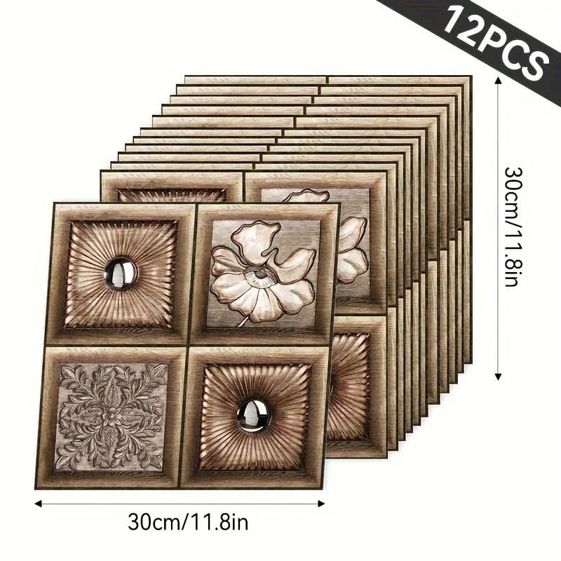 Panneaux muraux texturés en aluminium, 12/24 pièces, carrelage de sol auto-adhésif SXP 30x30cm pour 