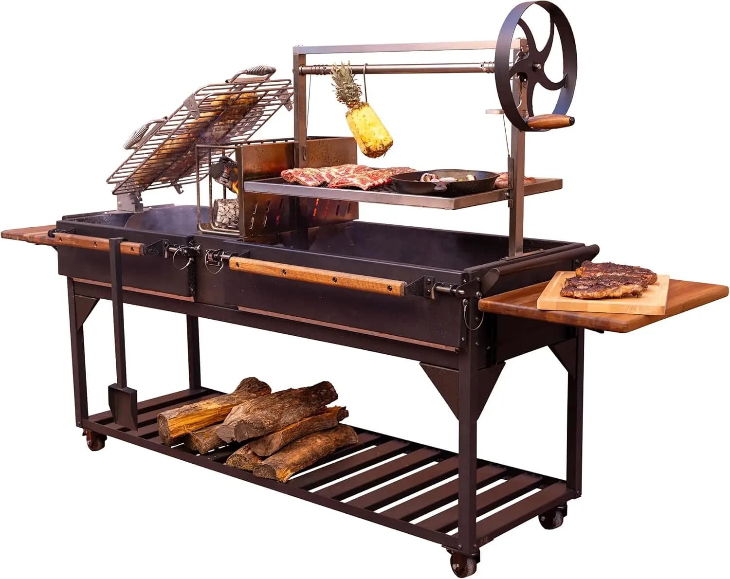 Barbecue d'extérieur argentin avec acier enduit de poudre de charbon de bois