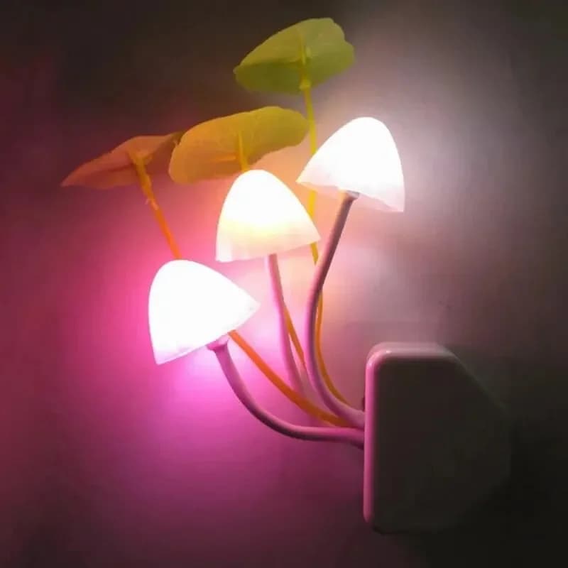 Champignon veilleuse lampe de chevet prise ue et américaine capteur de lumière 3 LED coloré champign