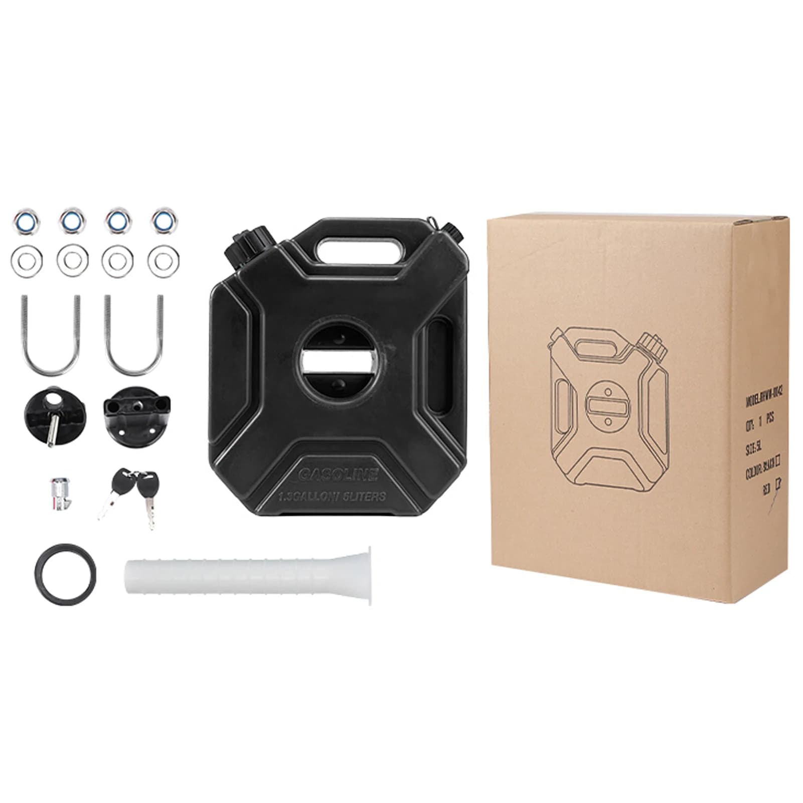 Réservoir de gaz de 1,3 gallons, bidon d'huile de secours Portable de 5L avec serrure et clés, convi