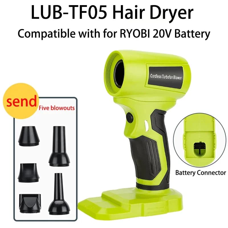 Accessoires pour outils électriques pour batterie Ryobi 18V, Turbo souffleur sans balais, pistolet à