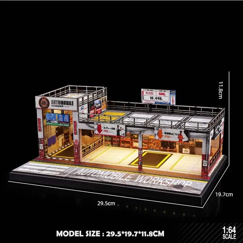 Maquette de garage de simulation style américain 1/64, parking de rangement pour voitures en alliage