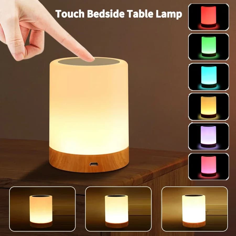 Tactile lampe de Table de chevet RGB USB Rechargeable veilleuse Table de nuit lampe de bureau lampes