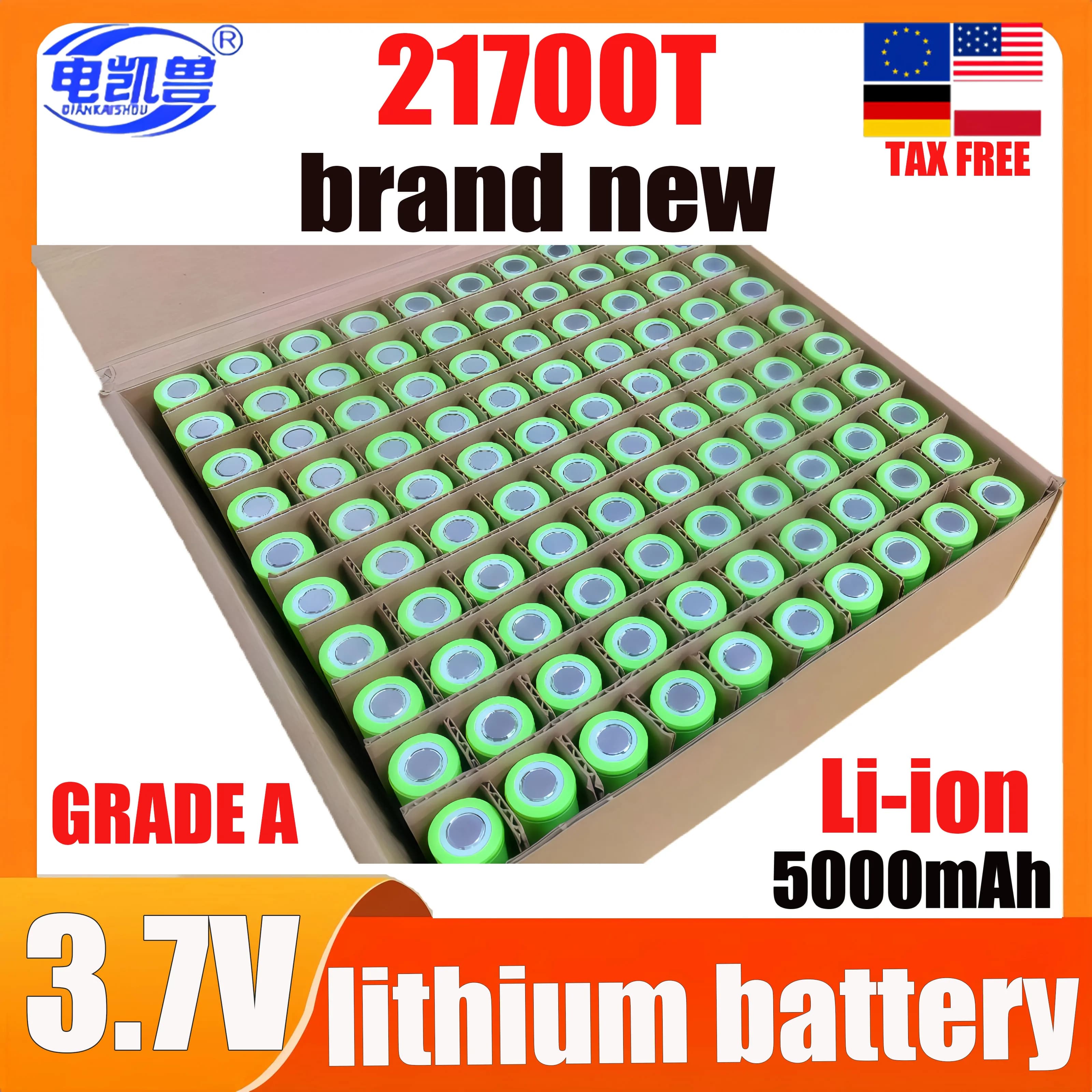 Nouvelle batterie rechargeable 21700, batterie lithium-ion de classe A 3,7 V 5000 mAh, batterie haut