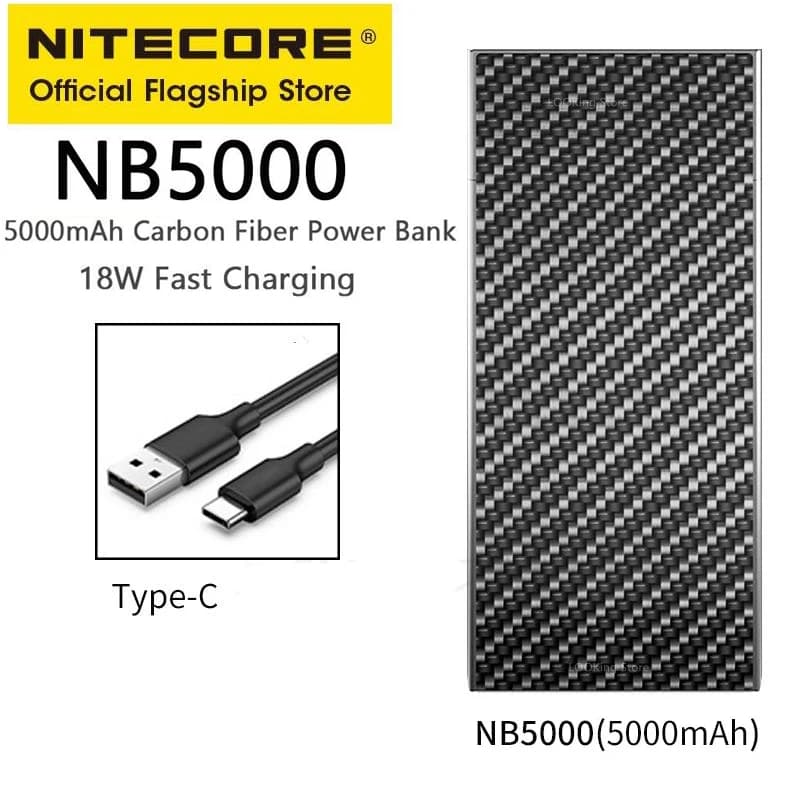 NITECORE NB10000 Gen4 NB20000 Gen3 Banque d'alimentation portable 20000mAh en fibre de carbone PD/QC