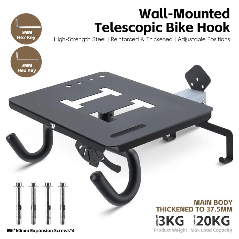 Support mural pliable pour vélo WEST BIKING, capacité de charge 20 kg, bras télescopique réglable, s