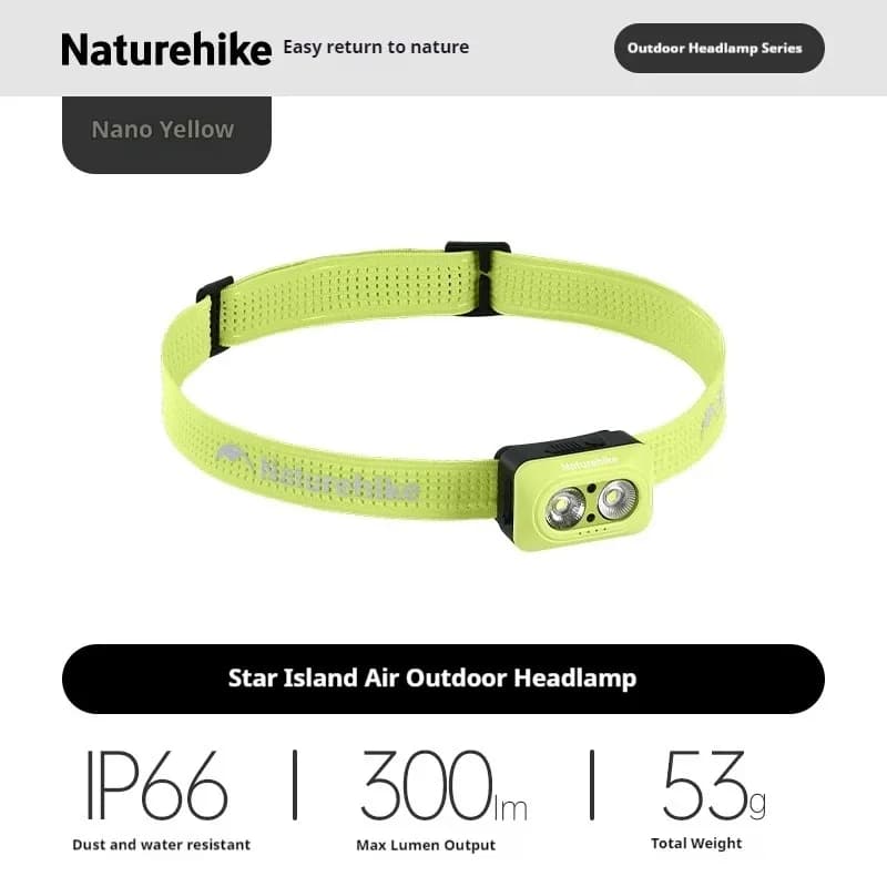 Lampe frontale LED rechargeable Naturehike pour la pêche, le camping, étanche IP66, ultra-légère, la