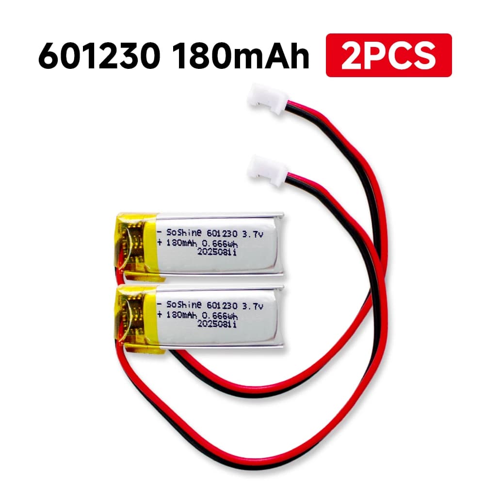 Batterie Rechargeable Lipo Soshine 601230 180mAh 3.7V Lithium Li-Ion Polymère pour Casque Bluetooth 