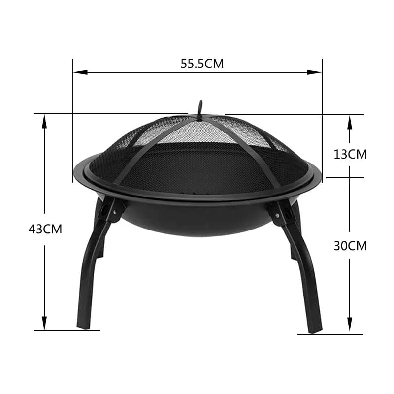 Bassin de four à feu rond en fer lourd, gril pliable, brasero d'extérieur, poêle chauffant au charbo