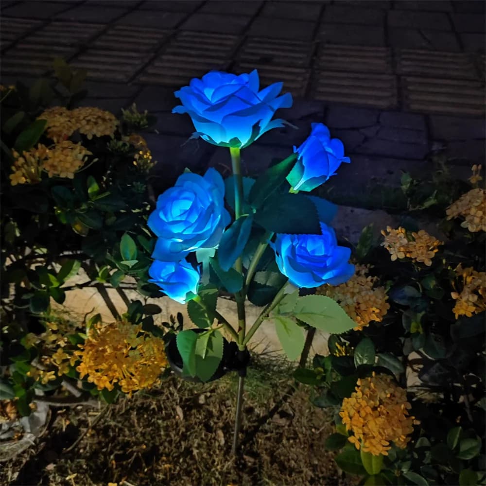 Lampes solaires à poser en forme de rose pour extérieur, lumières de jardin, parterre, camping, mari