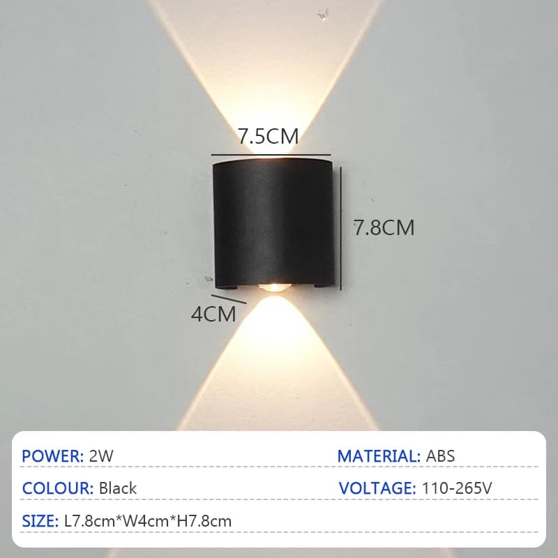 Applique murale LED éclairante vers le haut et vers le bas, étanche, pour intérieur et extérieur, ch