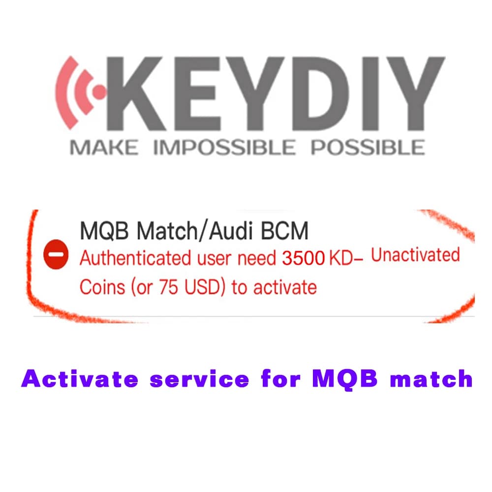 KEYDIY Le service d'activation pour la fonction de programmation MQB, MQB Match fonctionne avec KD M