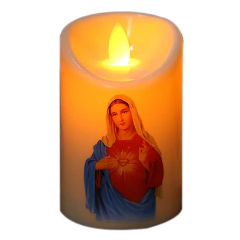 Jésus Christ bougies lampe LED photophore romantique pilier lumière à piles créatif sans flamme élec