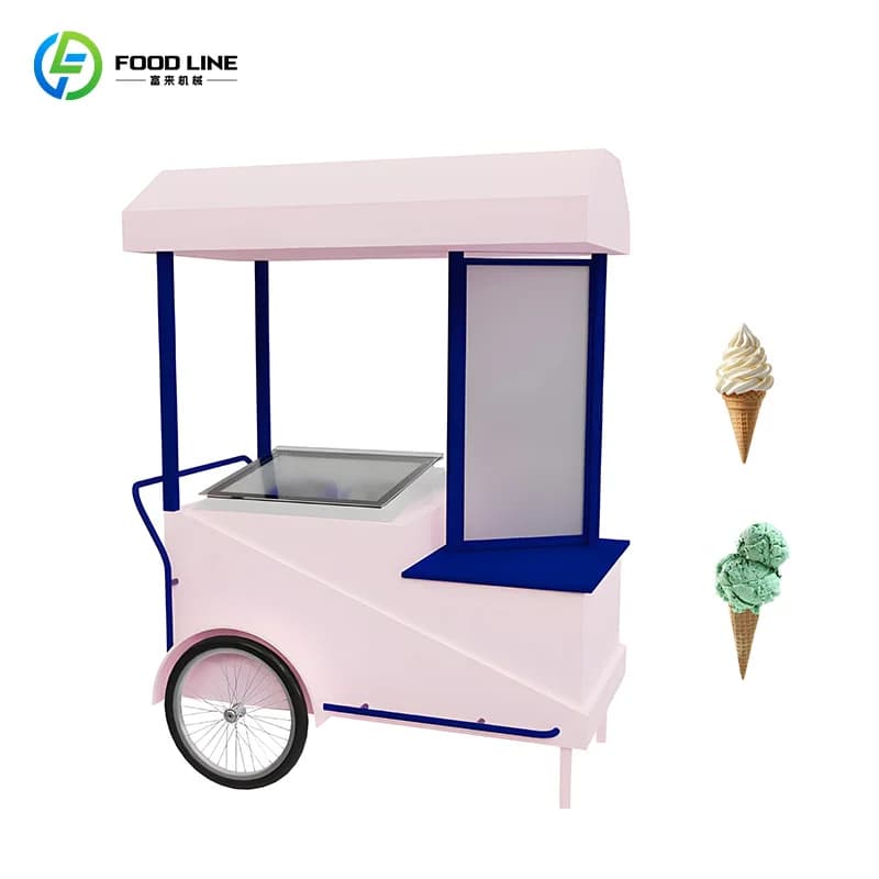 Chariot de vente ambulante solaire portable pour crèmes glacées, idéal pour événements et vente de r