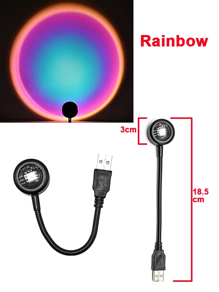 USB coucher de soleil lampe LED veilleuse projecteur arc-en-ciel photographie mur atmosphère lumière