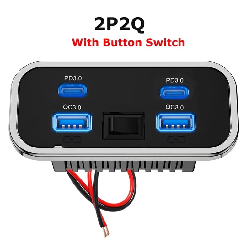 Prise USB 6 ports 12-24V, charge rapide pour voiture, prise PD QC3.0, chargeur mural, panneau d'alim