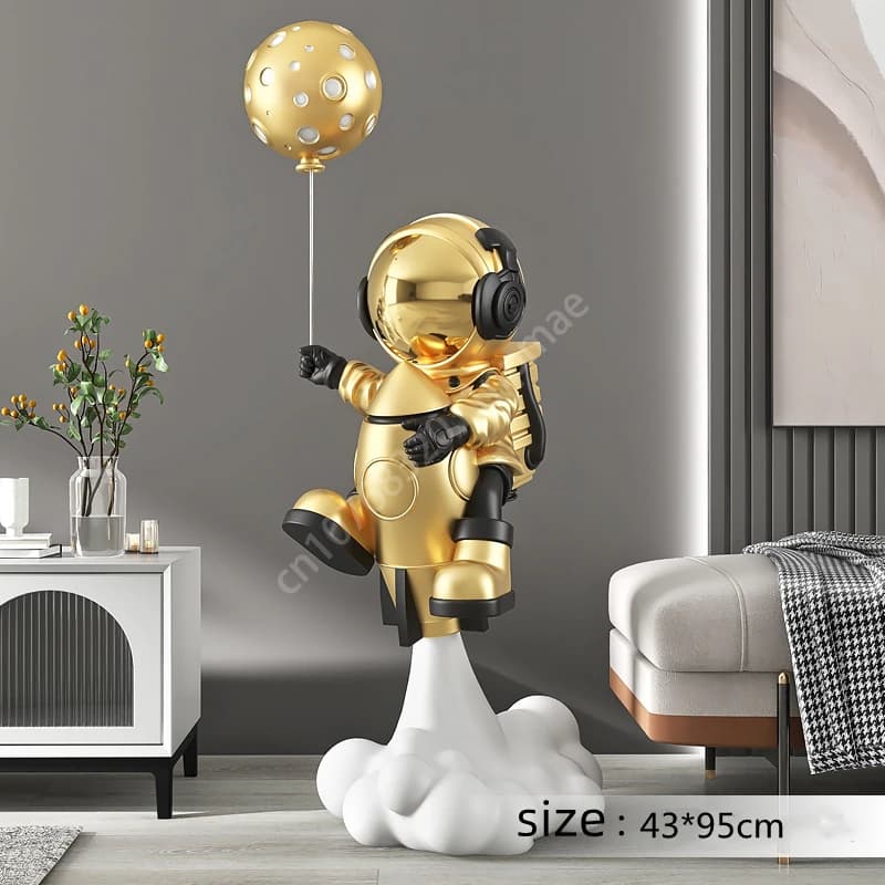 Lampe Ballon Astronaute de 95 cm, Grande Sculpture Décorative sur Pied pour Salon, Meuble TV, Décora