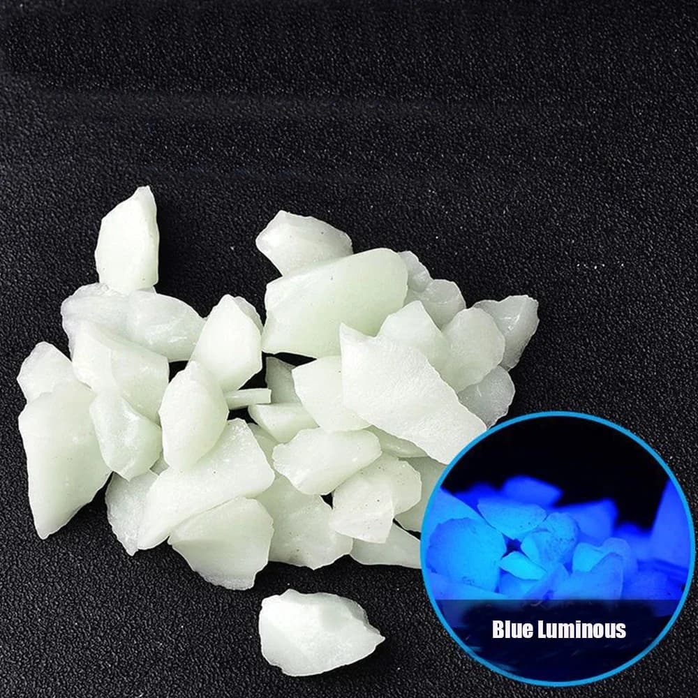 Pierres lumineuses, roches fluorescentes, gravier qui brille dans le noir pour la maison, le jardin,