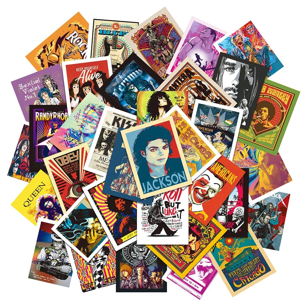 50pcs Rock musique Pop Graffiti autocollants Cool mode marée marque classique autocollants ordinateu