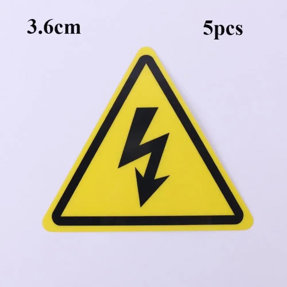Lot de 5 autocollants en PVC à l'iode, décalcomanies jaunes, danger de choc électrique, 3.6/5/8/10/1