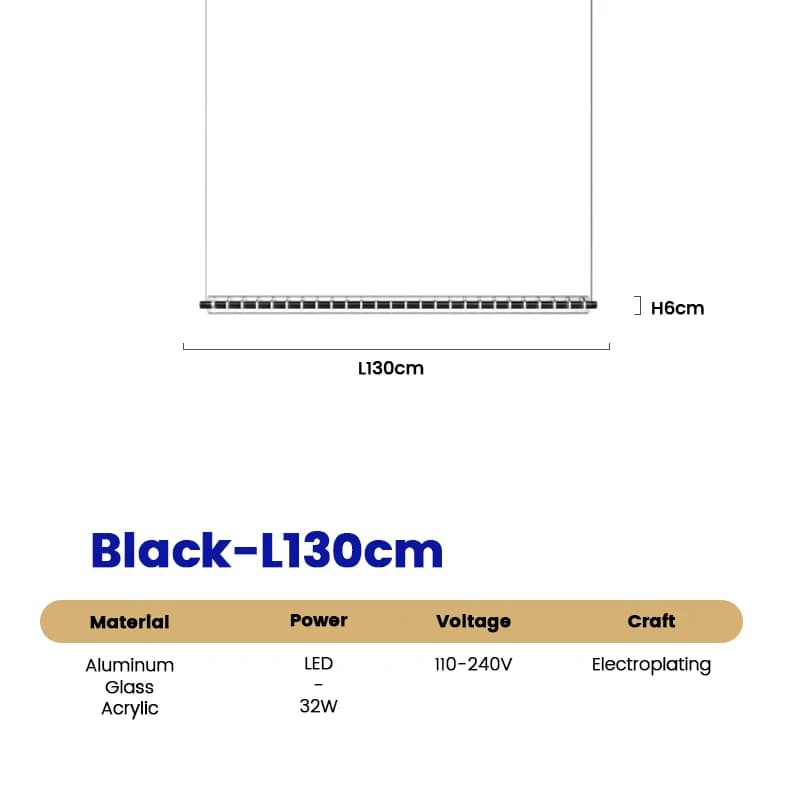 Lustre minimaliste en verre transparent long, lampe LED pour comptoir de bar, îlot, restaurant, salo