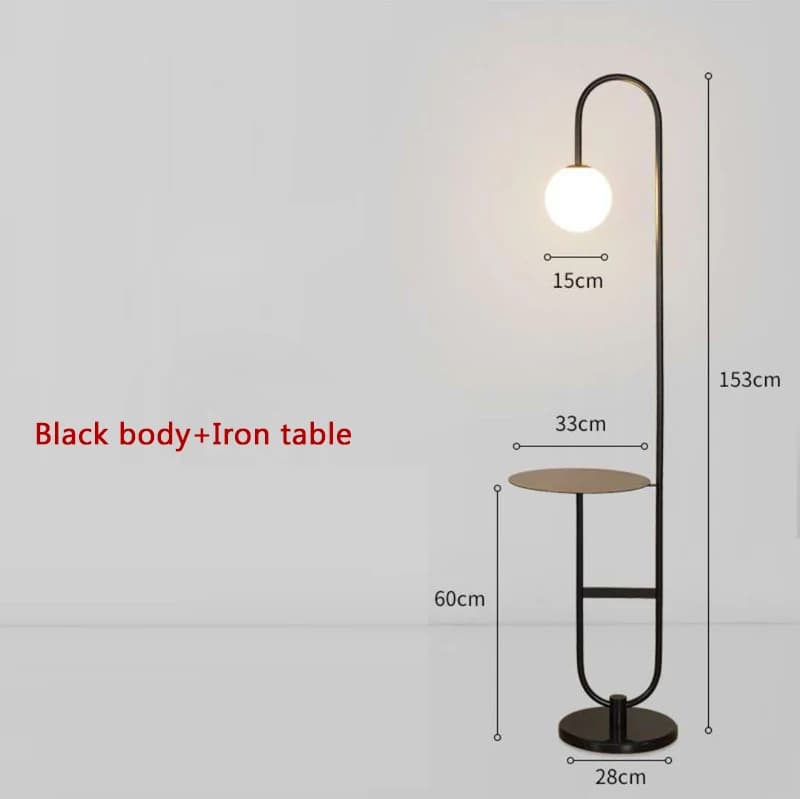 Lampe LED autoportante en marbre noir doré avec table ronde, design moderne, luminaire décoratif d'i