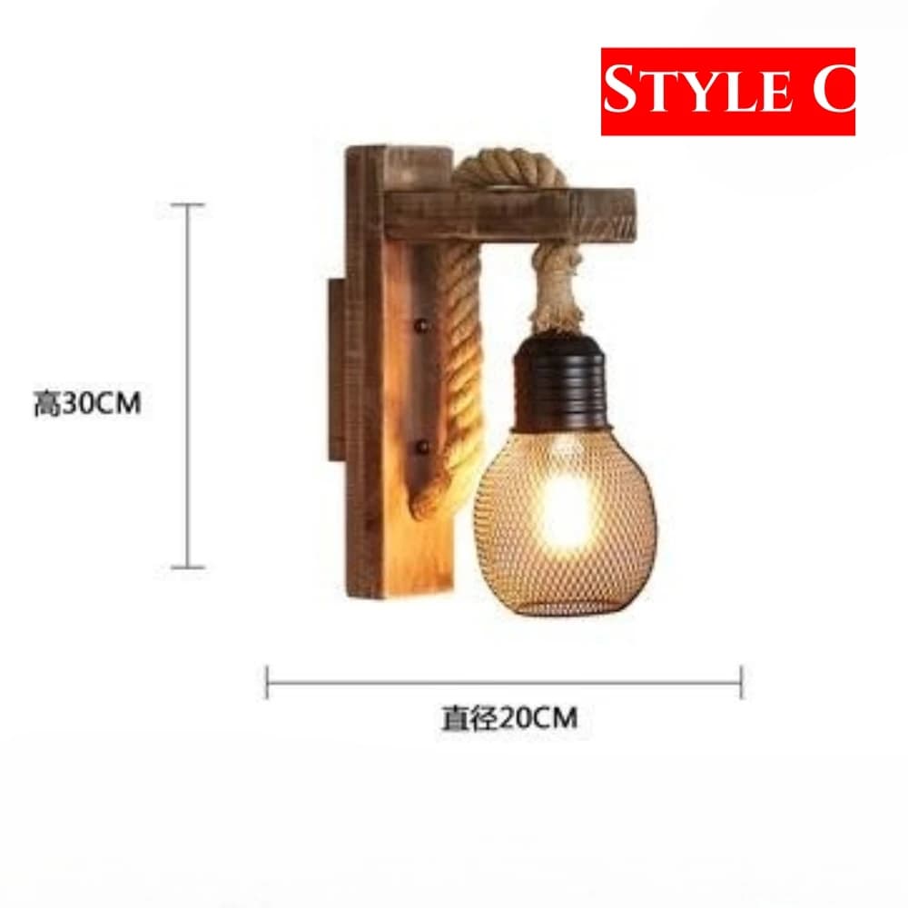 Applique Murale Vintage en Bois Rouillé de Style Américain, Luminaire Décoratif d'NikIdéal pour un L