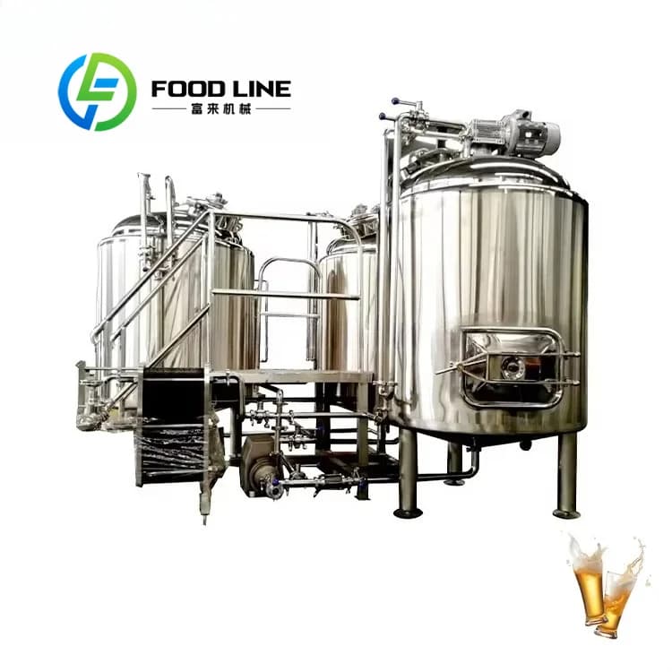 Système de brassage de bière de haute qualité à 3 vases, contrôlé par PLC, avec roulement et moteur,