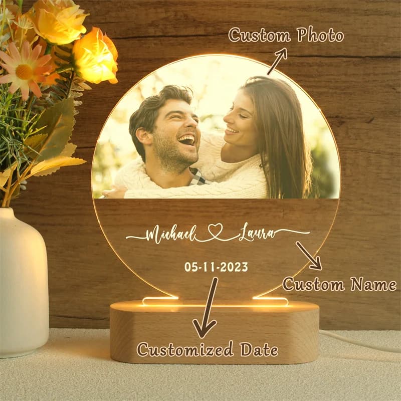 Veilleuse LED personnalisée avec photo, lampe en acrylique personnalisée, cadeau de travailleurs pou