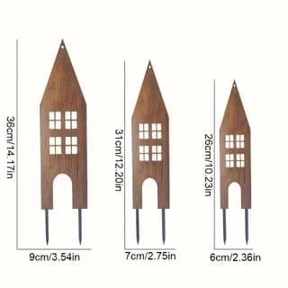 Ensemble de 3 inserts de jardin en métal de style rustique, décoration extérieure résistante aux int