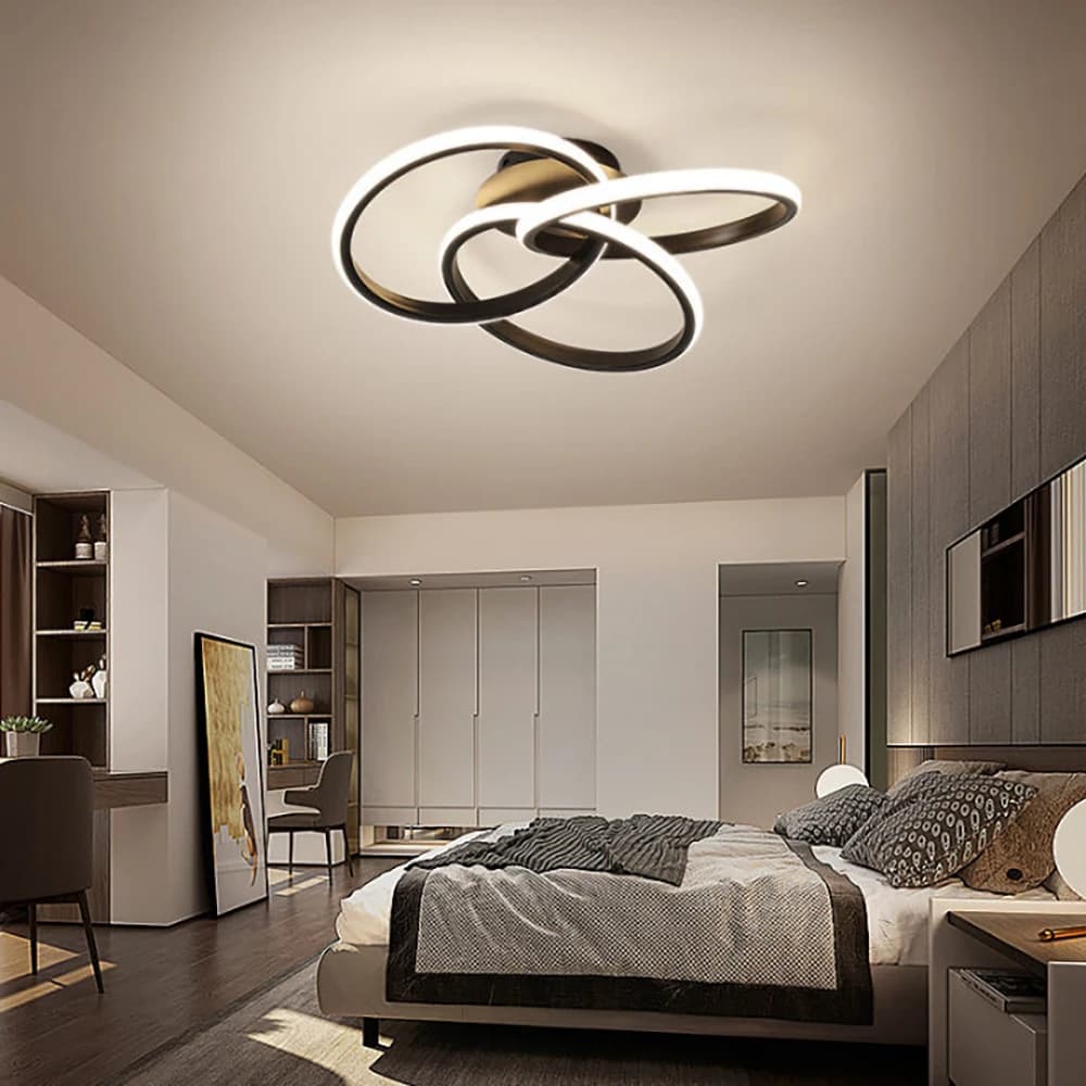 Plafond moderne à LEDs lampe noir 3 cercle éclairage intérieur salon couloirs couloirs balcons burea
