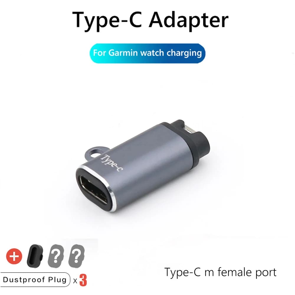 Adaptateur de charge portable Type C/Micro USB/iOS pour montre connectée Garmin Fenix 8 7 7S 7X 6 6S