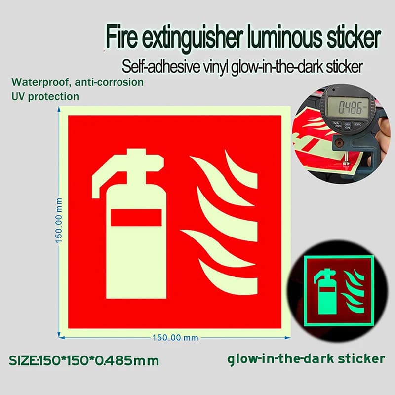 Autocollant de signalisation de sécurité pour extincteurs d'incendie, 5 pièces, brillant dans la nui