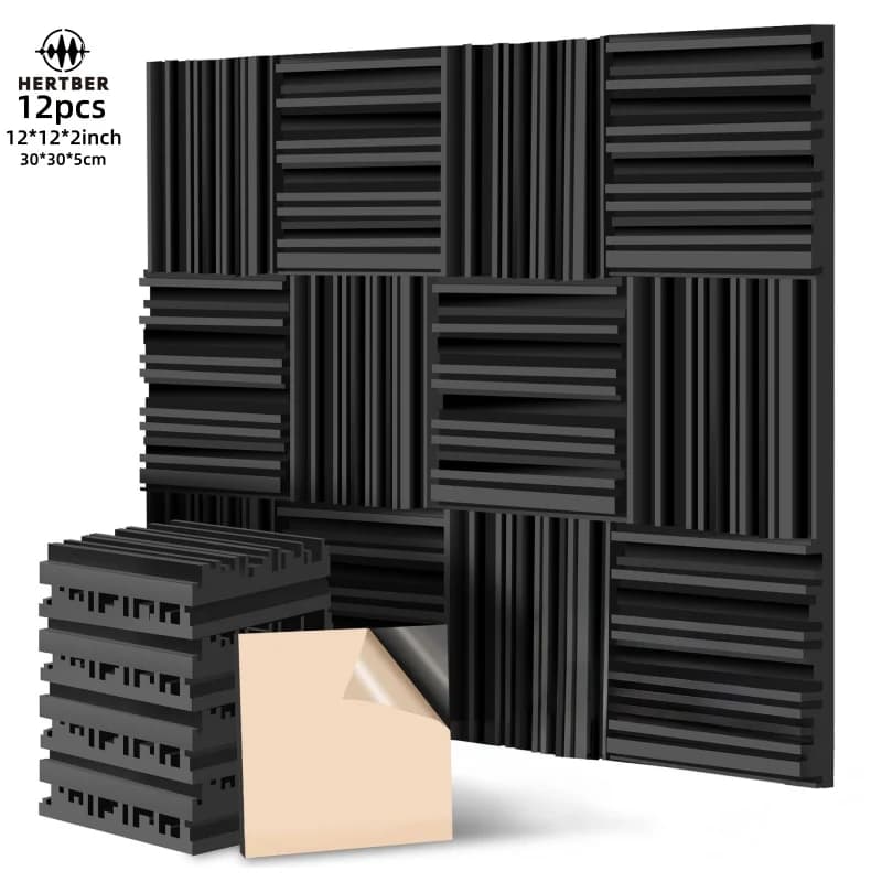 HERTBER 12/24/48 pièces de mousse acoustique insonorisante 30 × 30 × 5 cm avec panneau d'absorption 