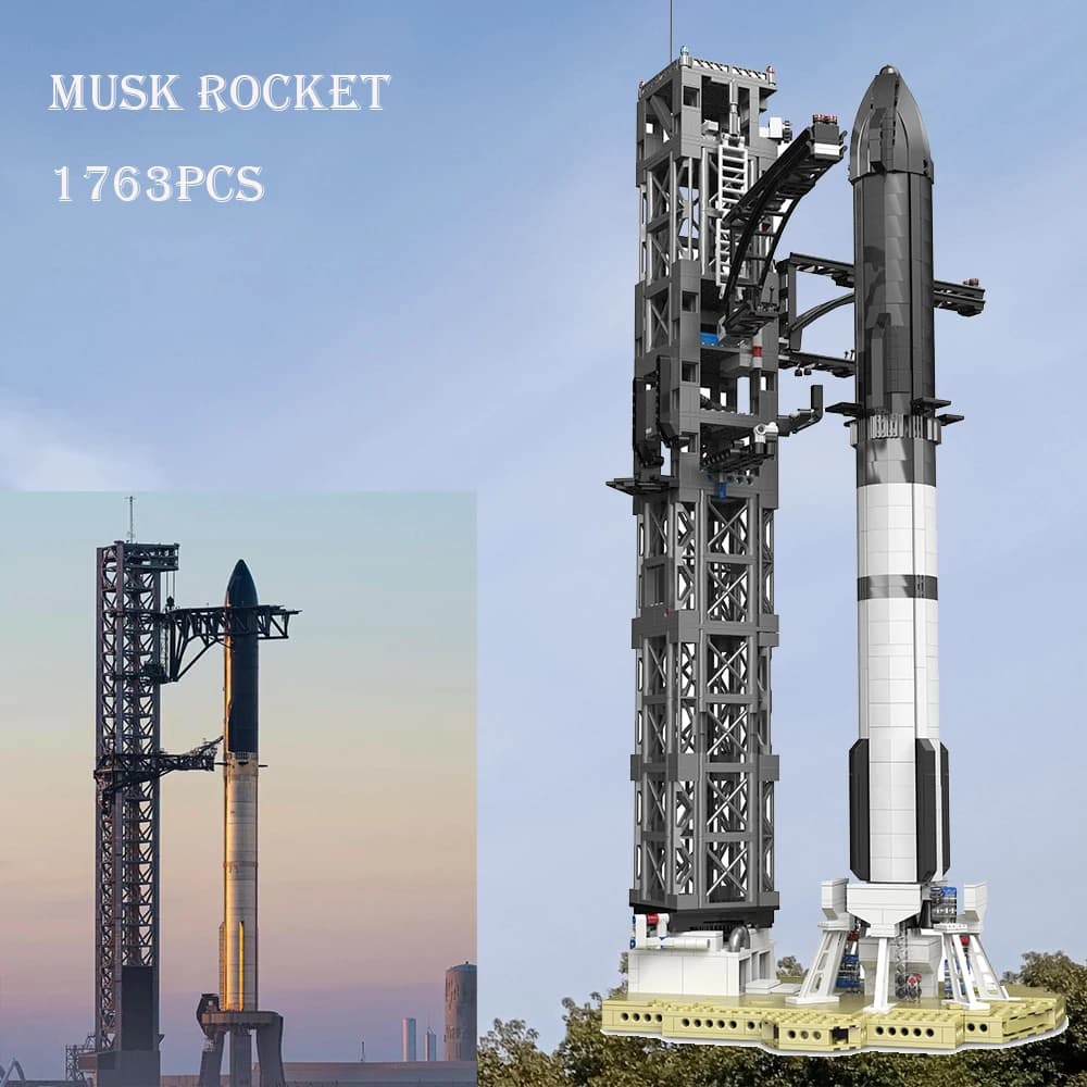 2024 Space X Musk's Starship Rocket City Station spatiale navette lancement modèle bloc de construct