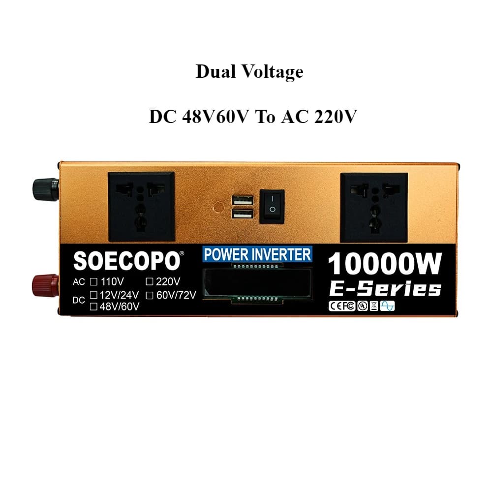 Convertisseur de puissance 10000W 12V24V/48V/60V/60V72V 220V pour réfrigérateur/lave-linge avec 2 pr