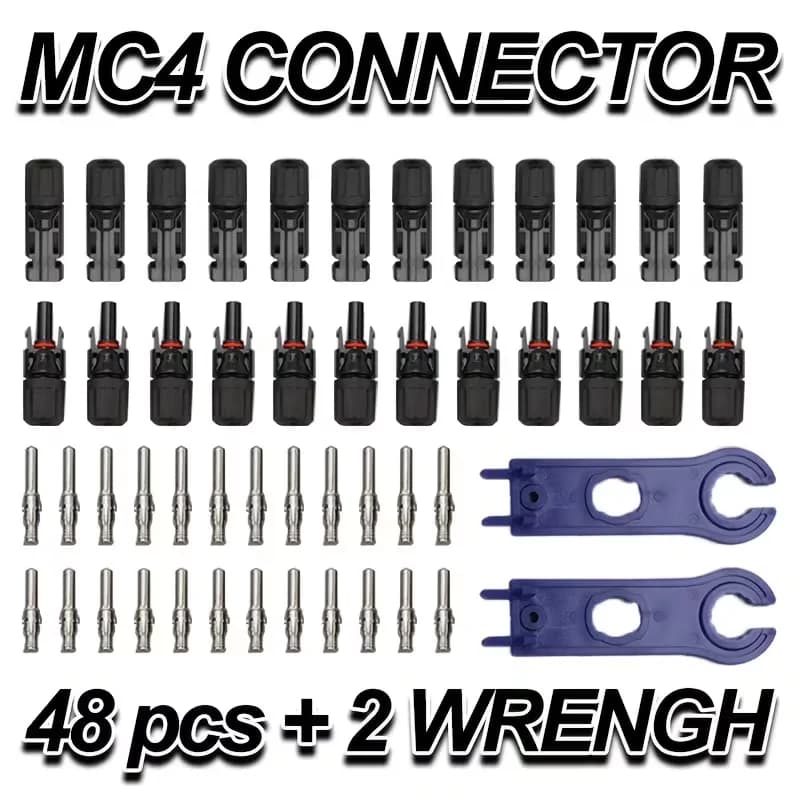 Kit de 48 connecteurs de panneaux solaires (mâle et femelle) avec 2 clés, compatible avec les fils s