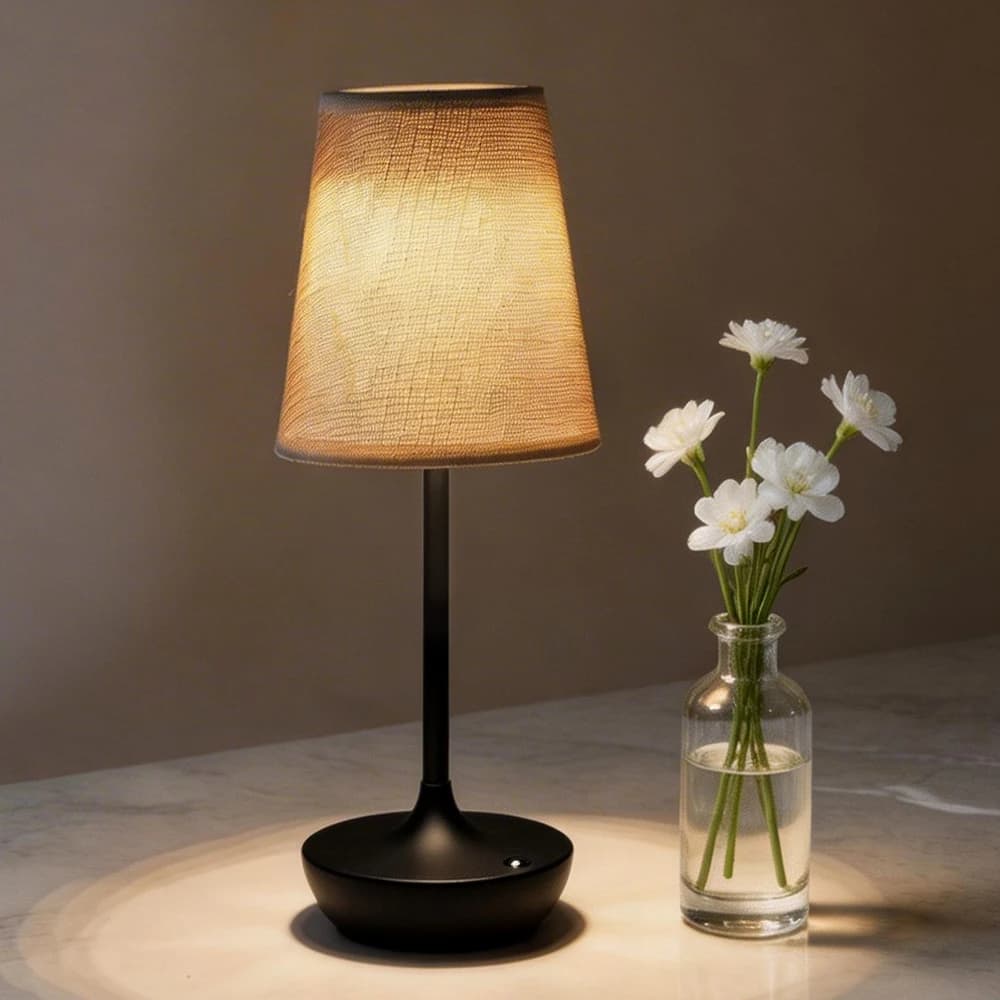 Lampe de table LED sans fil, lampe de bureau rétro en tissu, lumière de nuit rechargeable 2500 mAh, 